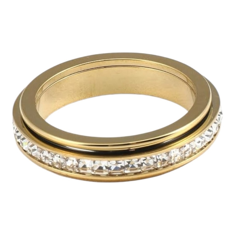 Gold Fidget Spinner Ring with Crystals - Size 6 - Picture 3 of 11